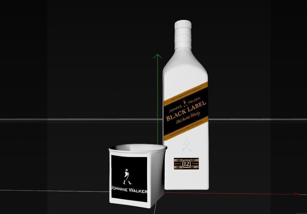 Black Label Whiskey bottle and glass 3D model  Low-poly 3D model_4