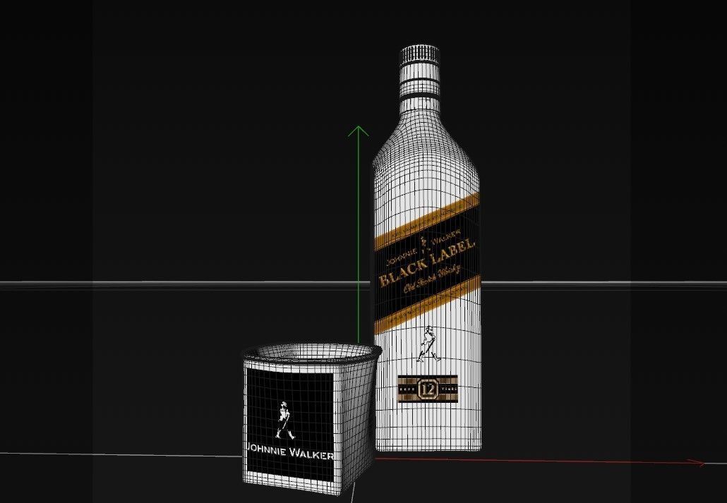 Black Label Whiskey bottle and glass 3D model  Low-poly 3D model_6