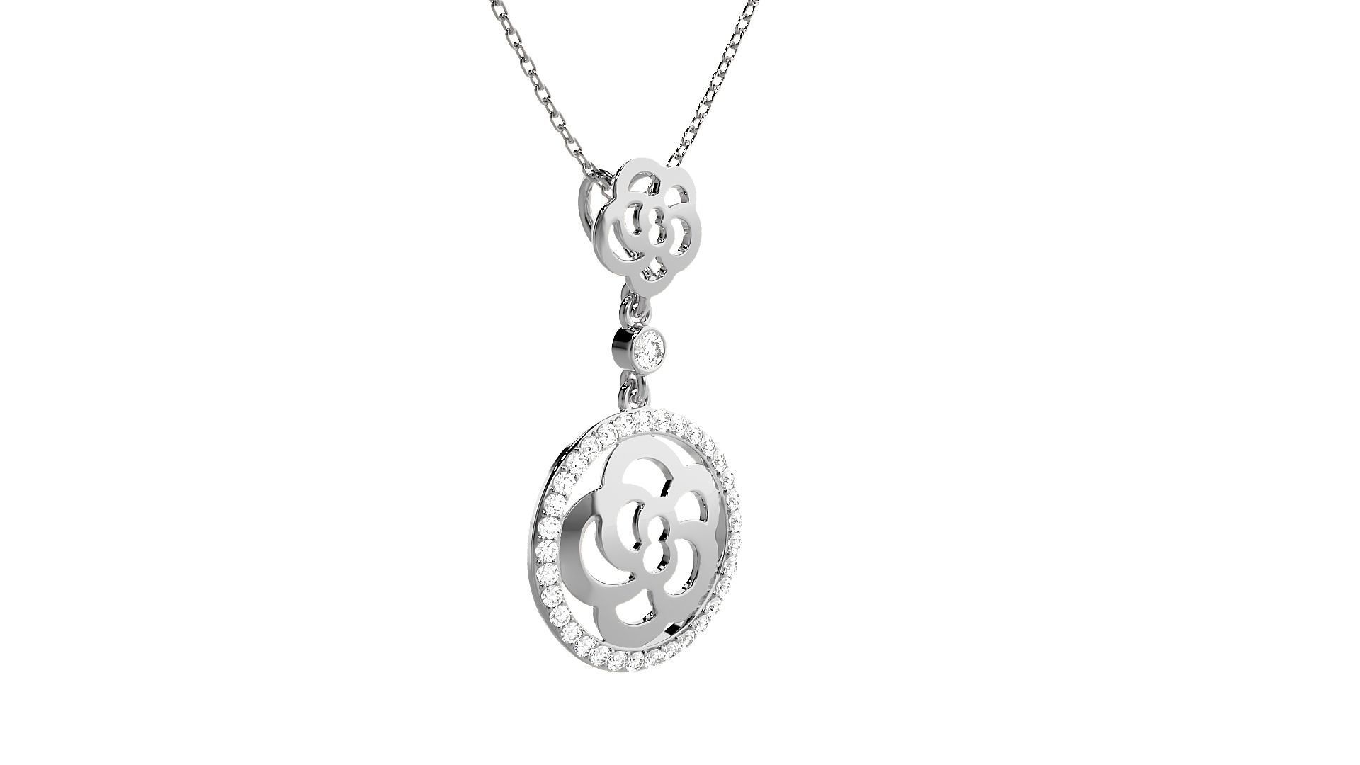 Women flower pendant 3dm stl render detail  3D print model_6