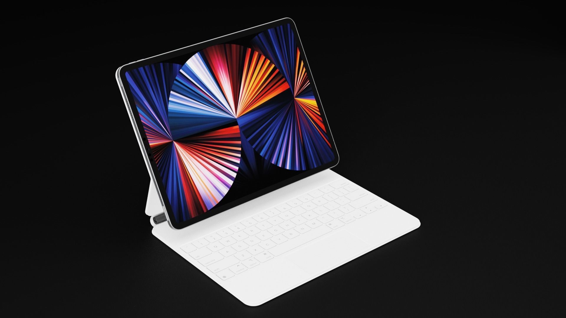 Apple Silicon M1 iPad Pro with Magic Keyboard in Official Colors 3D model_3