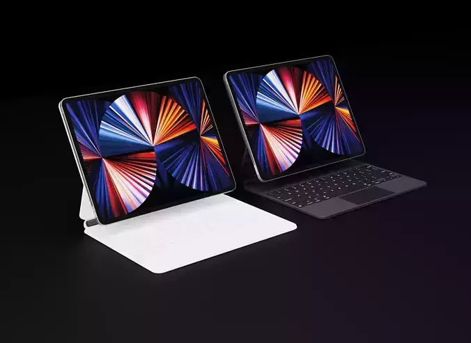 Apple Silicon M1 iPad Pro with Magic Keyboard in Official Colors 3D model