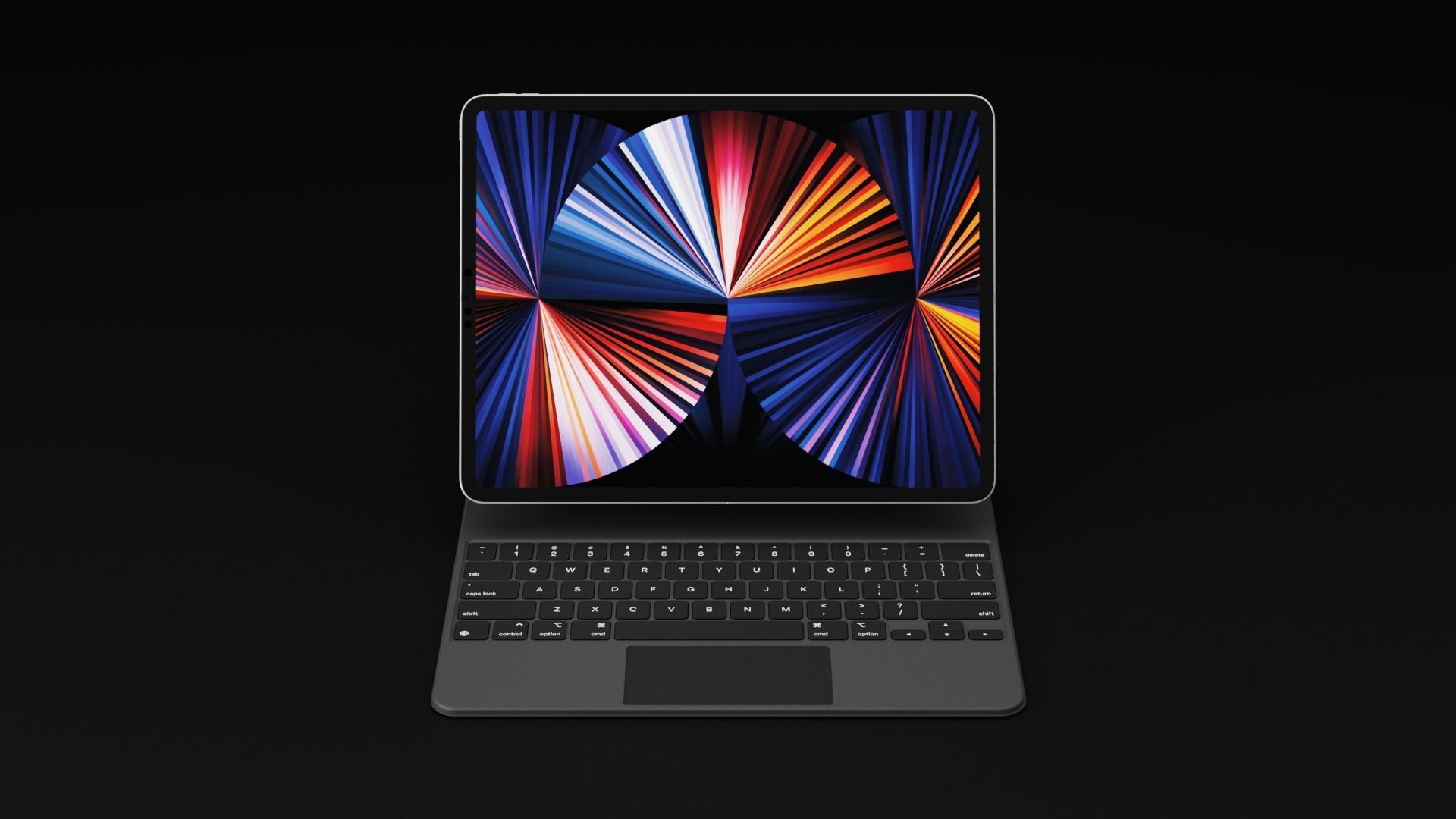 Apple Silicon M1 iPad Pro with Magic Keyboard in Official Colors 3D model_1