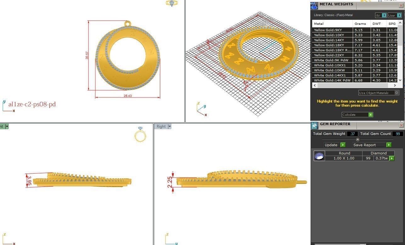 Women round pendant 3dm stl render detail 3D print model_1
