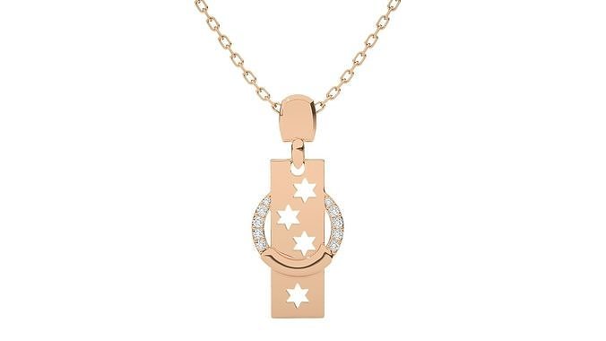 Women start diamond pendant 3dm stl render detail  3D print model