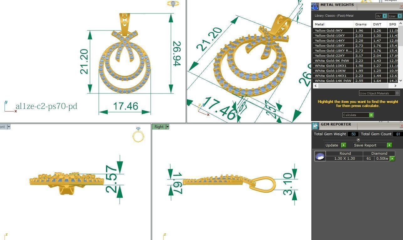 Women circles pendant 3dm stl render detail  3D print model_1