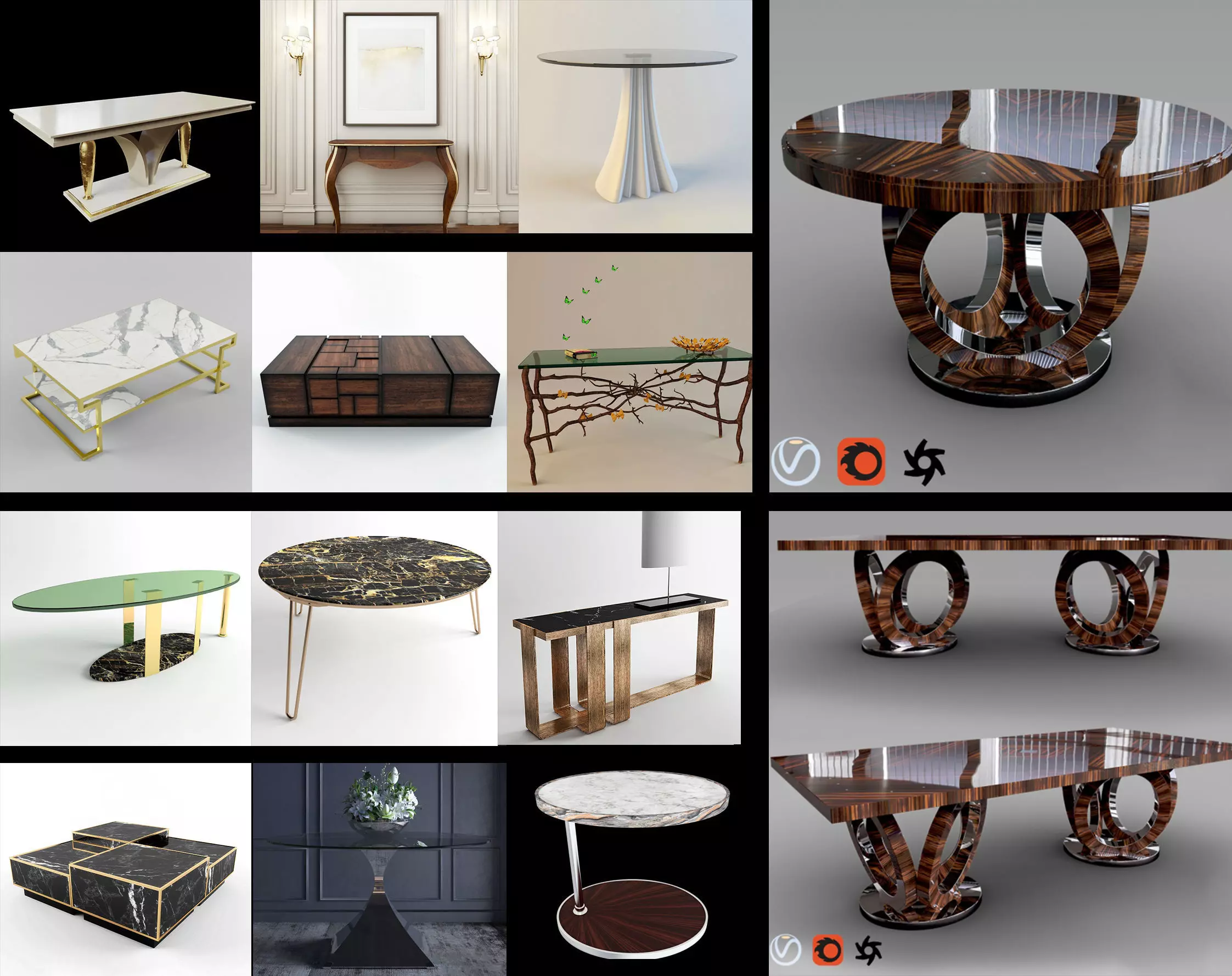 Table Collection Vol 01  14 Items 3D model_0