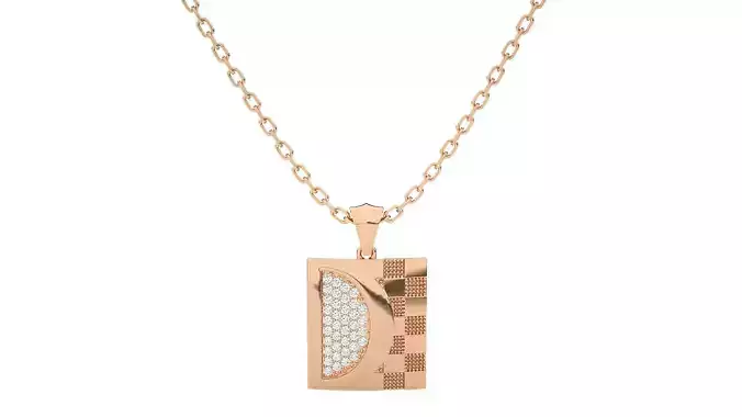 Women rectangle pendant 3dm stl render detail 