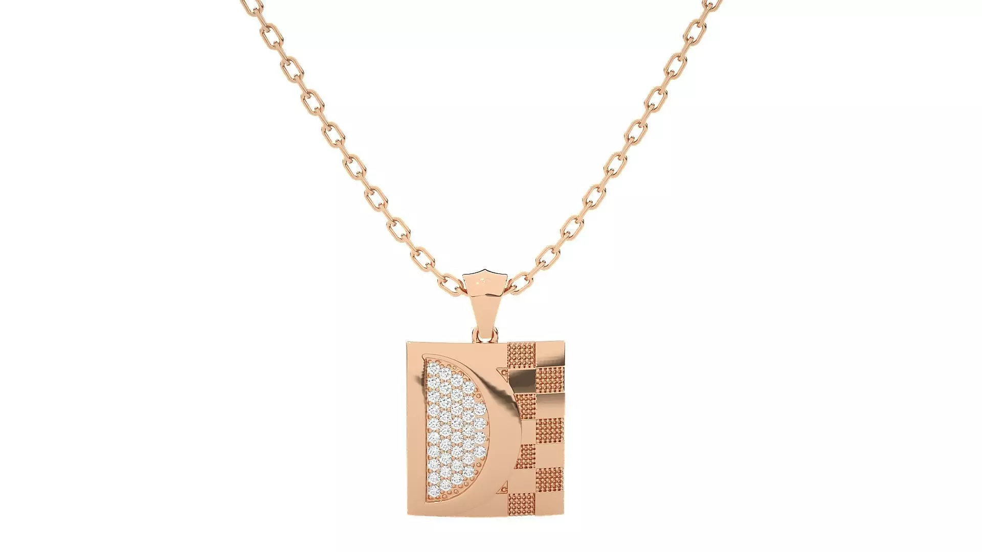 Women rectangle pendant 3dm stl render detail 3D print model_0