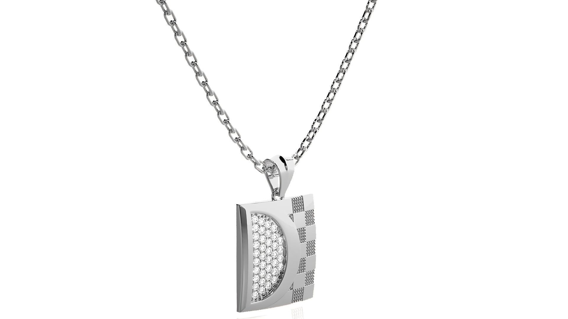 Women rectangle pendant 3dm stl render detail 3D print model_6