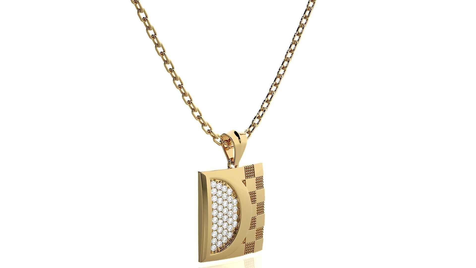 Women rectangle pendant 3dm stl render detail 3D print model_10