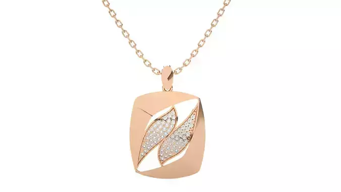 Women rectangle pendant 3dm stl render detail 