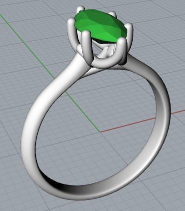 Female ring with big gem size 16 5 mm 3D print model_5