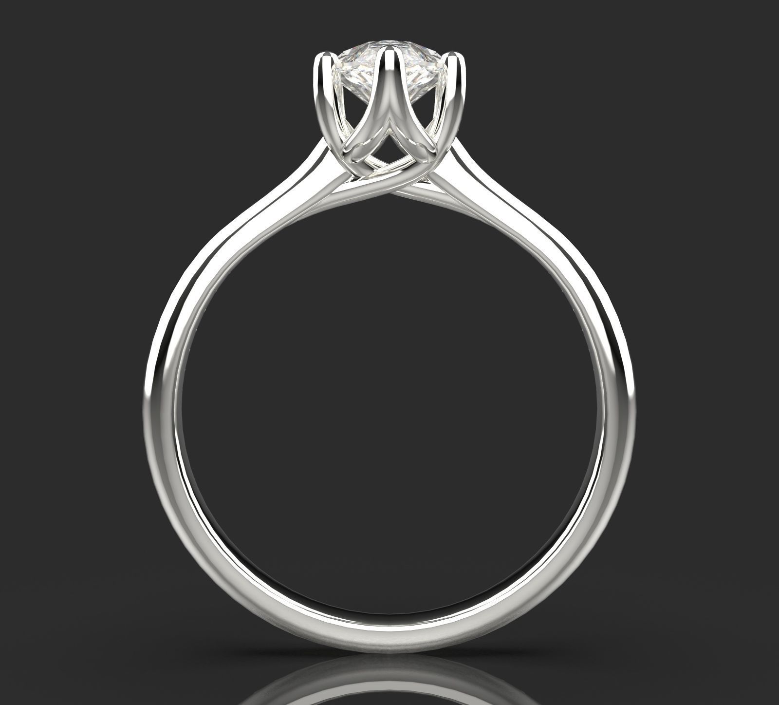 Female ring with big gem size 16 5 mm 3D print model_1