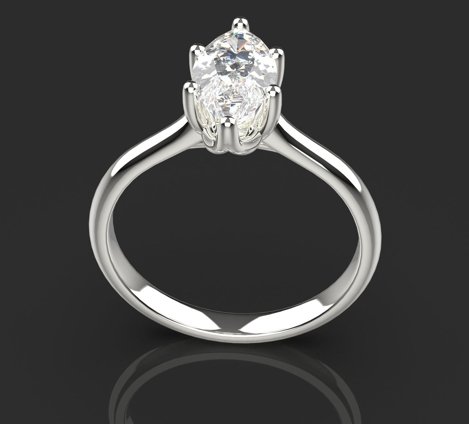 Female ring with big gem size 16 5 mm 3D print model_4