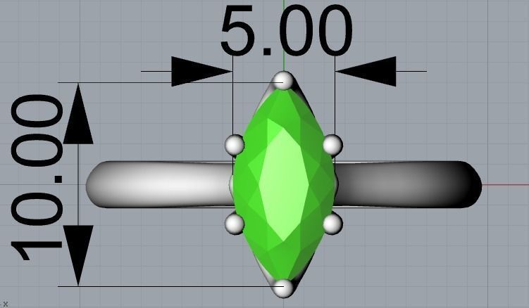 Female ring with big gem size 16 5 mm 3D print model_6