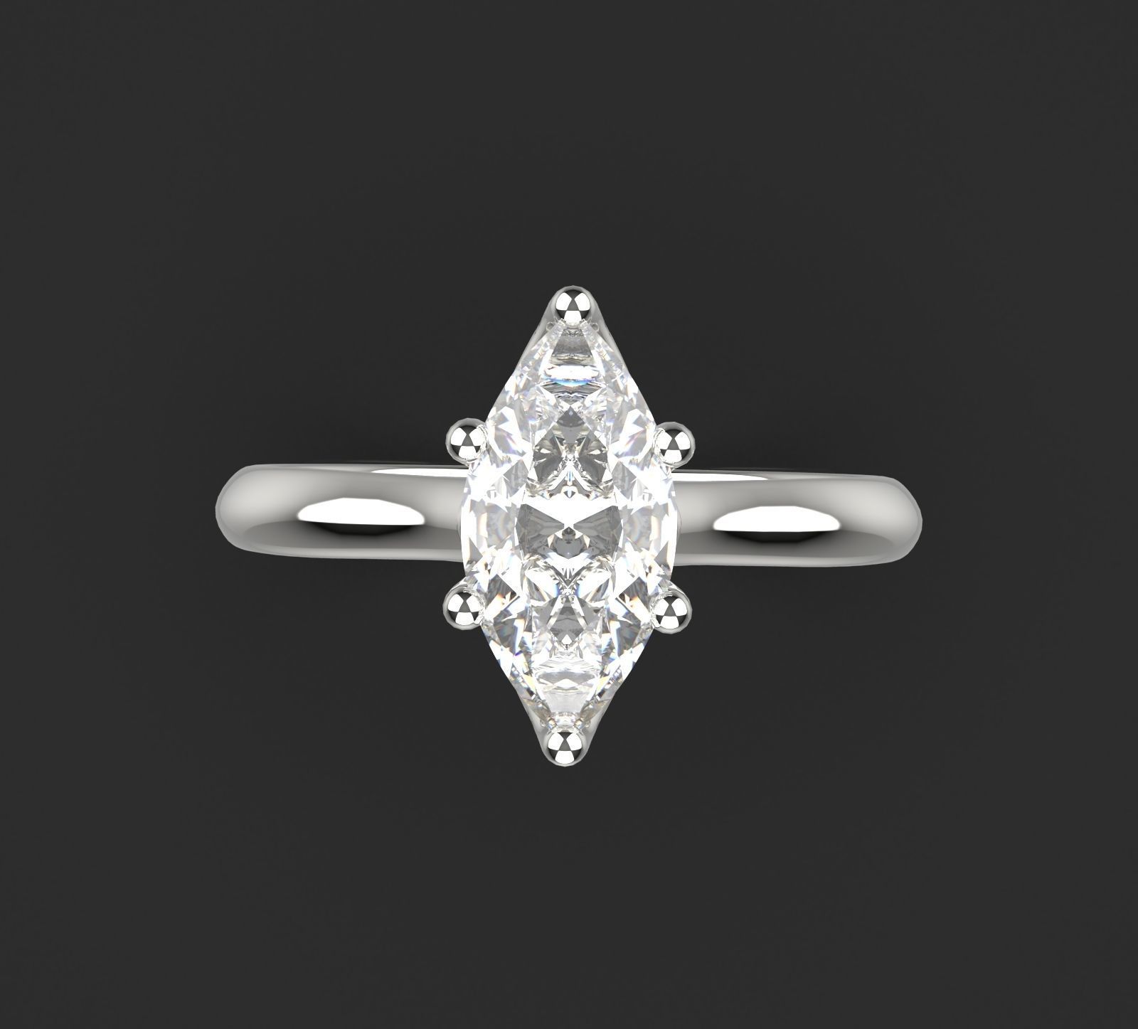 Female ring with big gem size 16 5 mm 3D print model_2