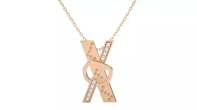 Women X pendant 3dm stl render detail 