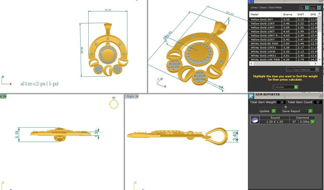 Women Charm Round pendant 3dm stl render detail  3D print model_1