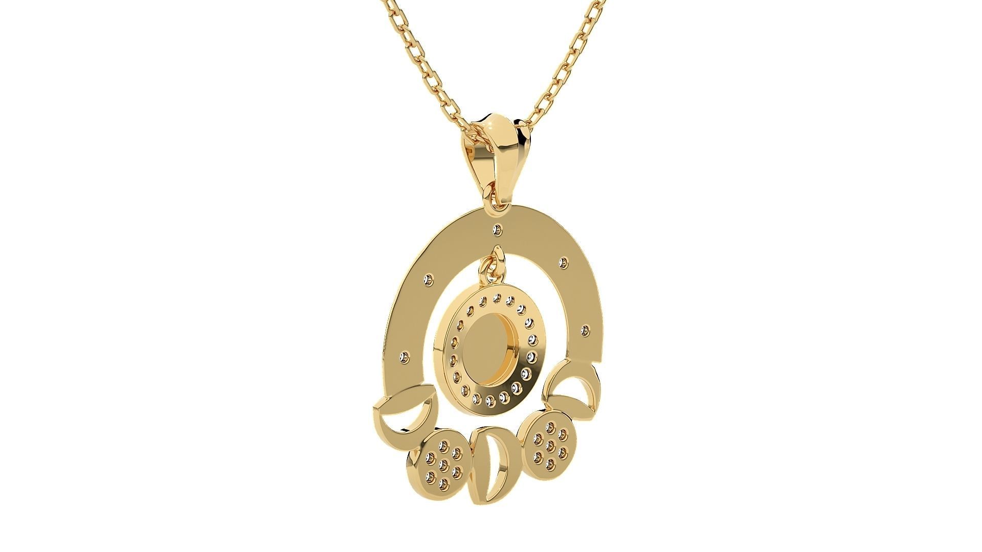 Women Charm Round pendant 3dm stl render detail  3D print model_12