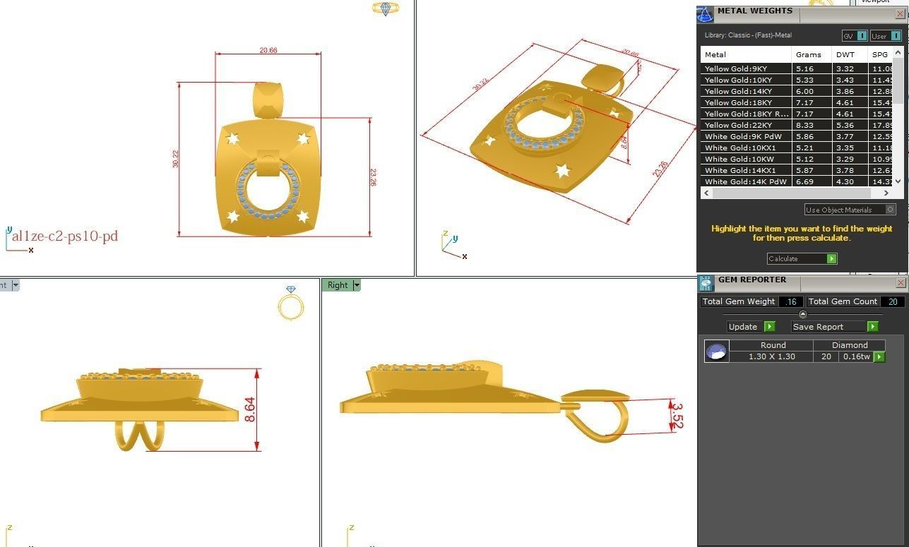 Women Diamond pendant 3dm stl render detail  3D print model_1
