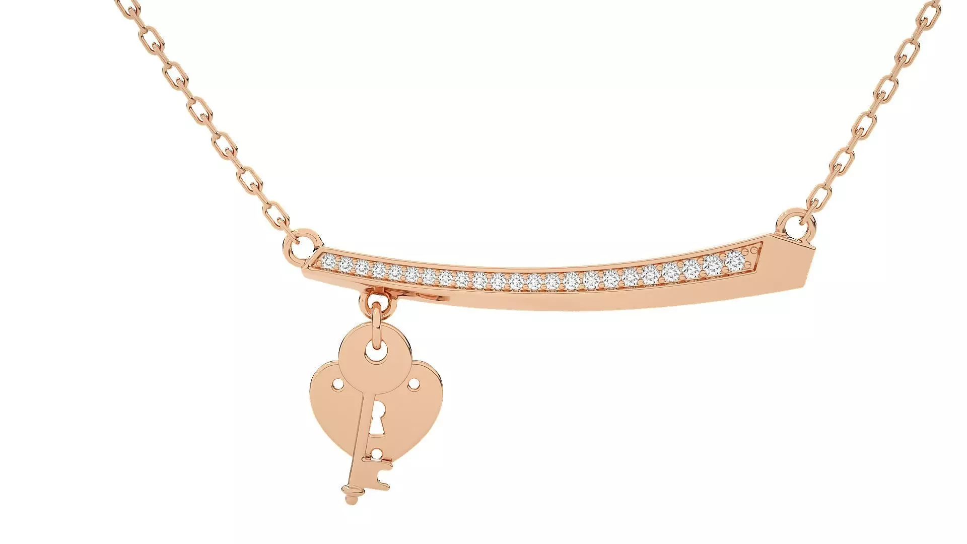 Women Lock and key pendant 3dm stl render detail 3D print model_0