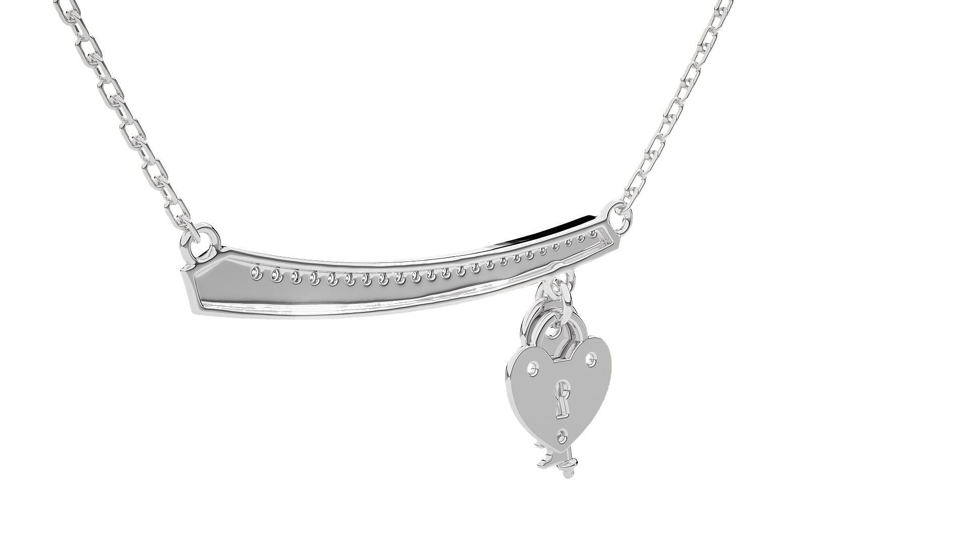 Women Lock and key pendant 3dm stl render detail 3D print model_8