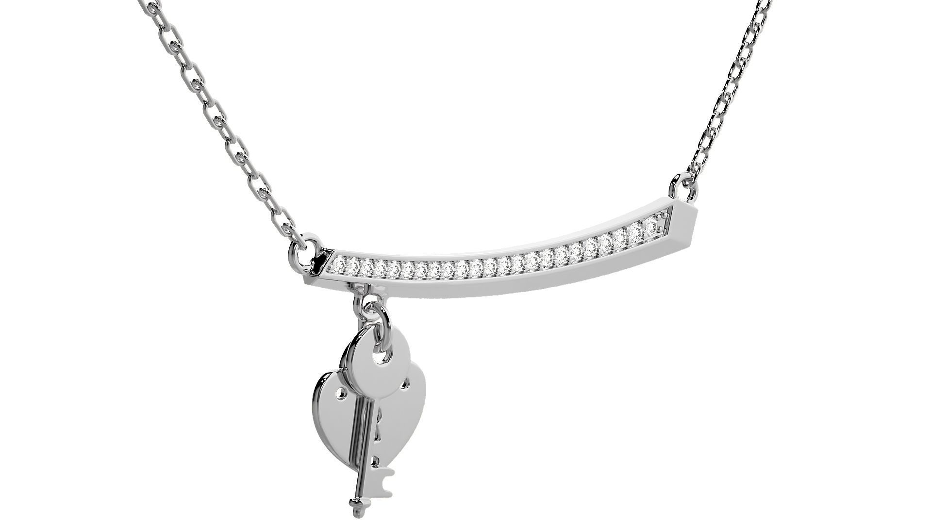 Women Lock and key pendant 3dm stl render detail 3D print model_6