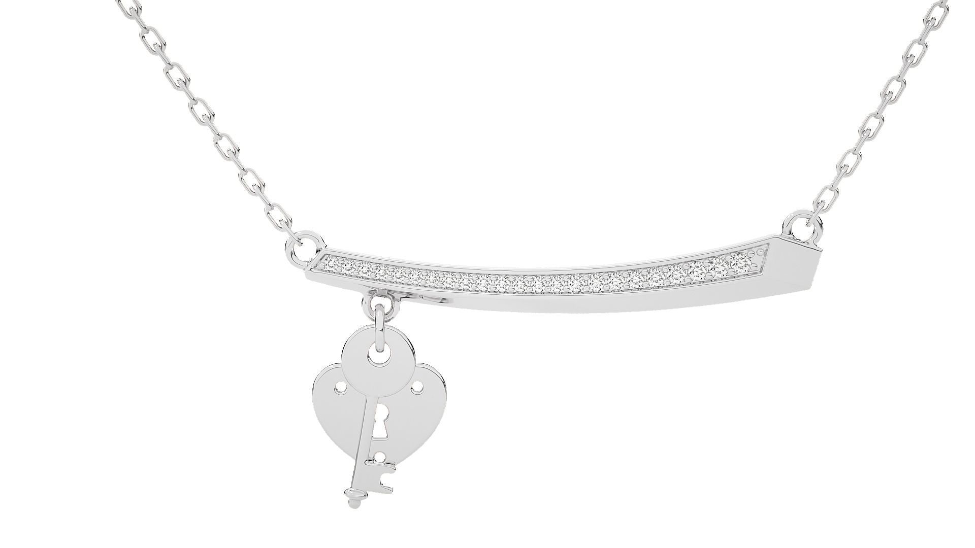 Women Lock and key pendant 3dm stl render detail 3D print model_5