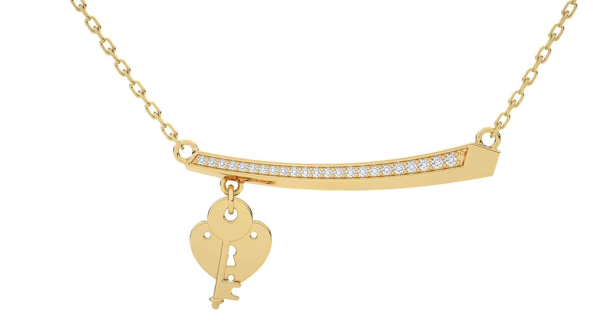 Women Lock and key pendant 3dm stl render detail 3D print model_9