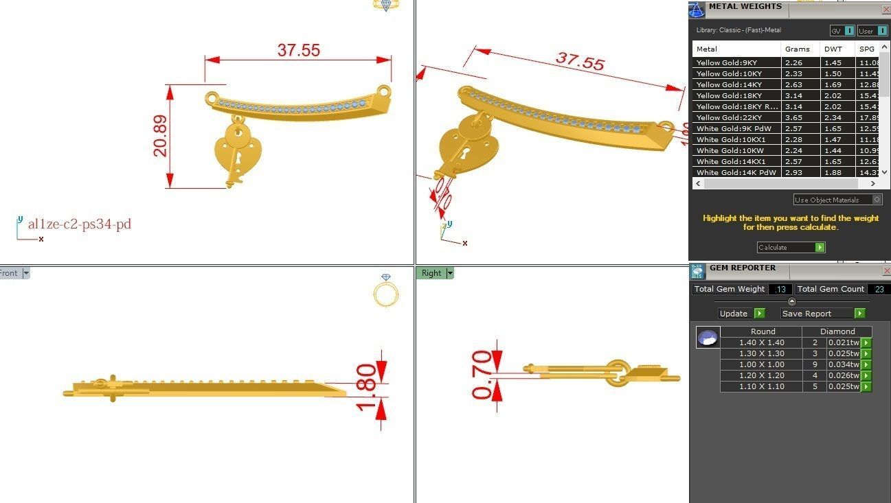 Women Lock and key pendant 3dm stl render detail 3D print model_1