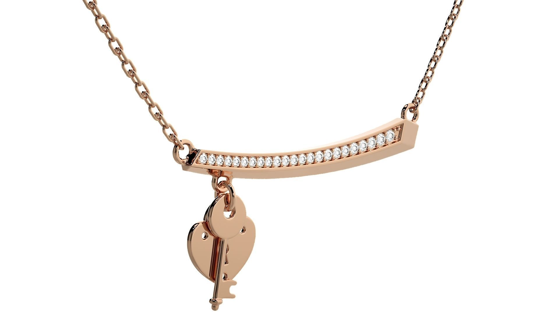Women Lock and key pendant 3dm stl render detail 3D print model_2