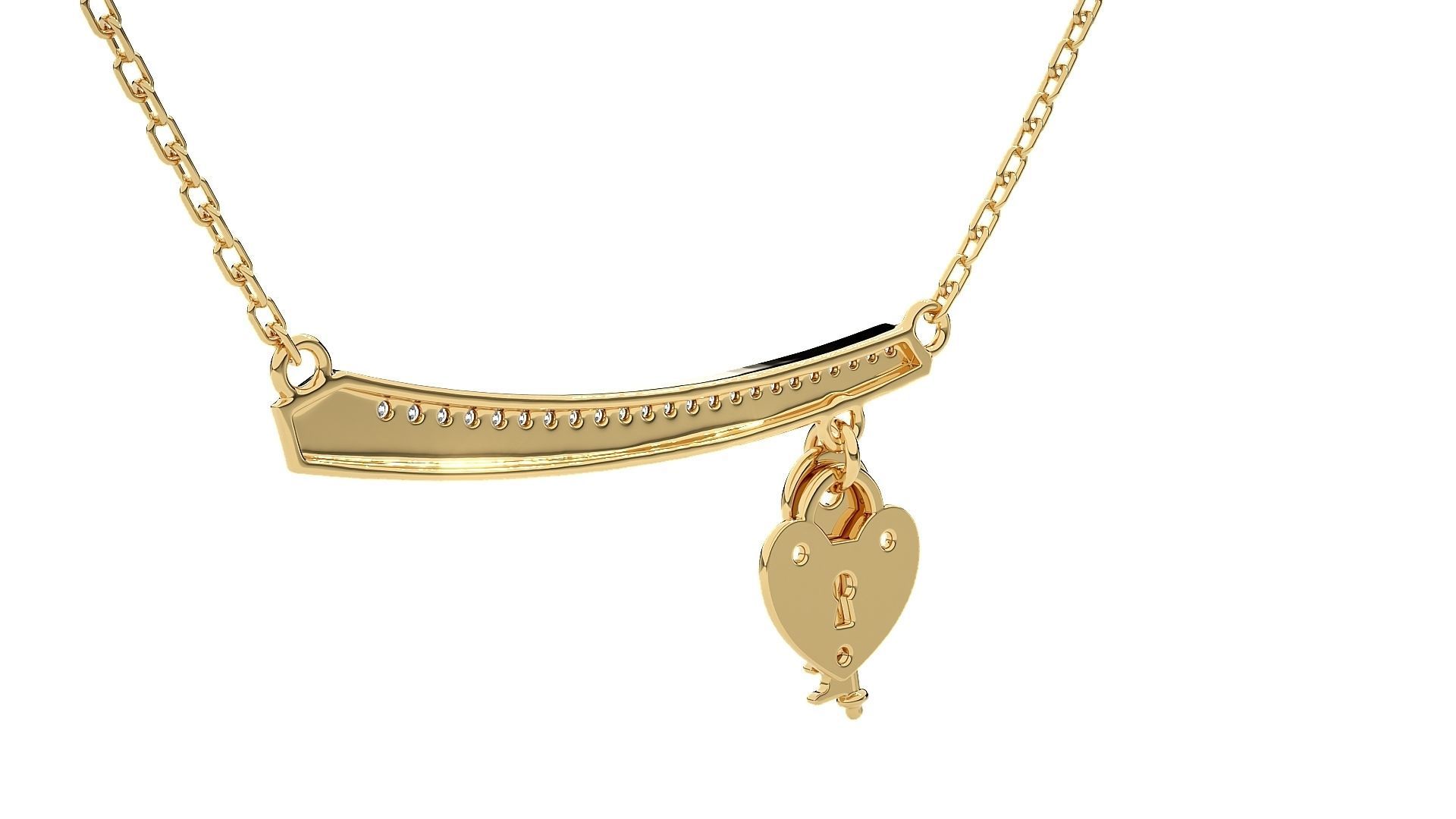 Women Lock and key pendant 3dm stl render detail 3D print model_12