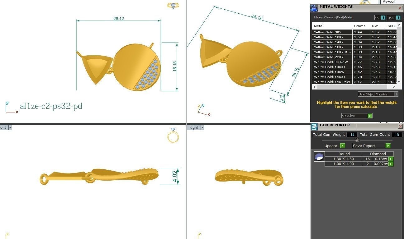 Women Diamond pendant 3dm stl render detail  3D print model_1