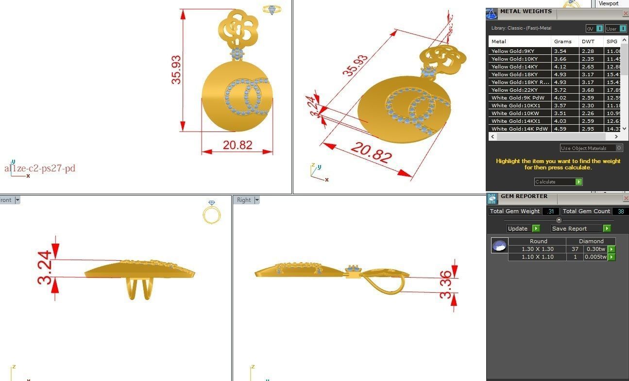 Women Diamond pendant 3dm stl render detail 3D print model_1