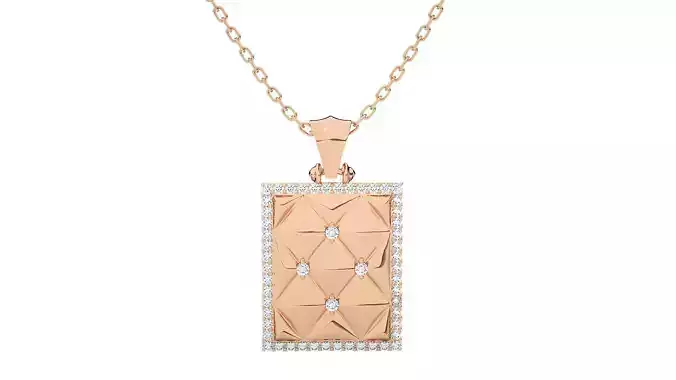 Women rectangle pendant 3dm stl render detail 