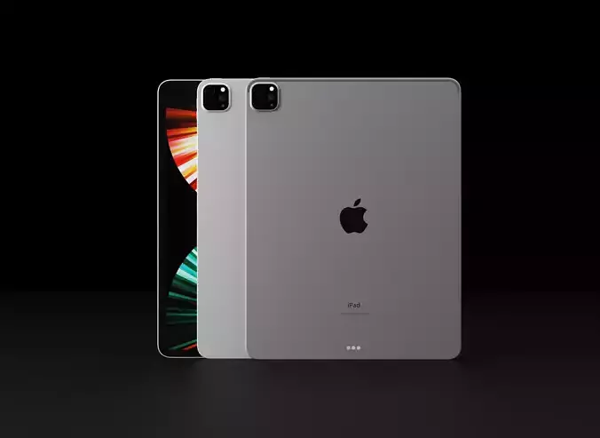 Apple Silicon M1 iPad Pro 12 inch in Official Colors Low-poly 3D model