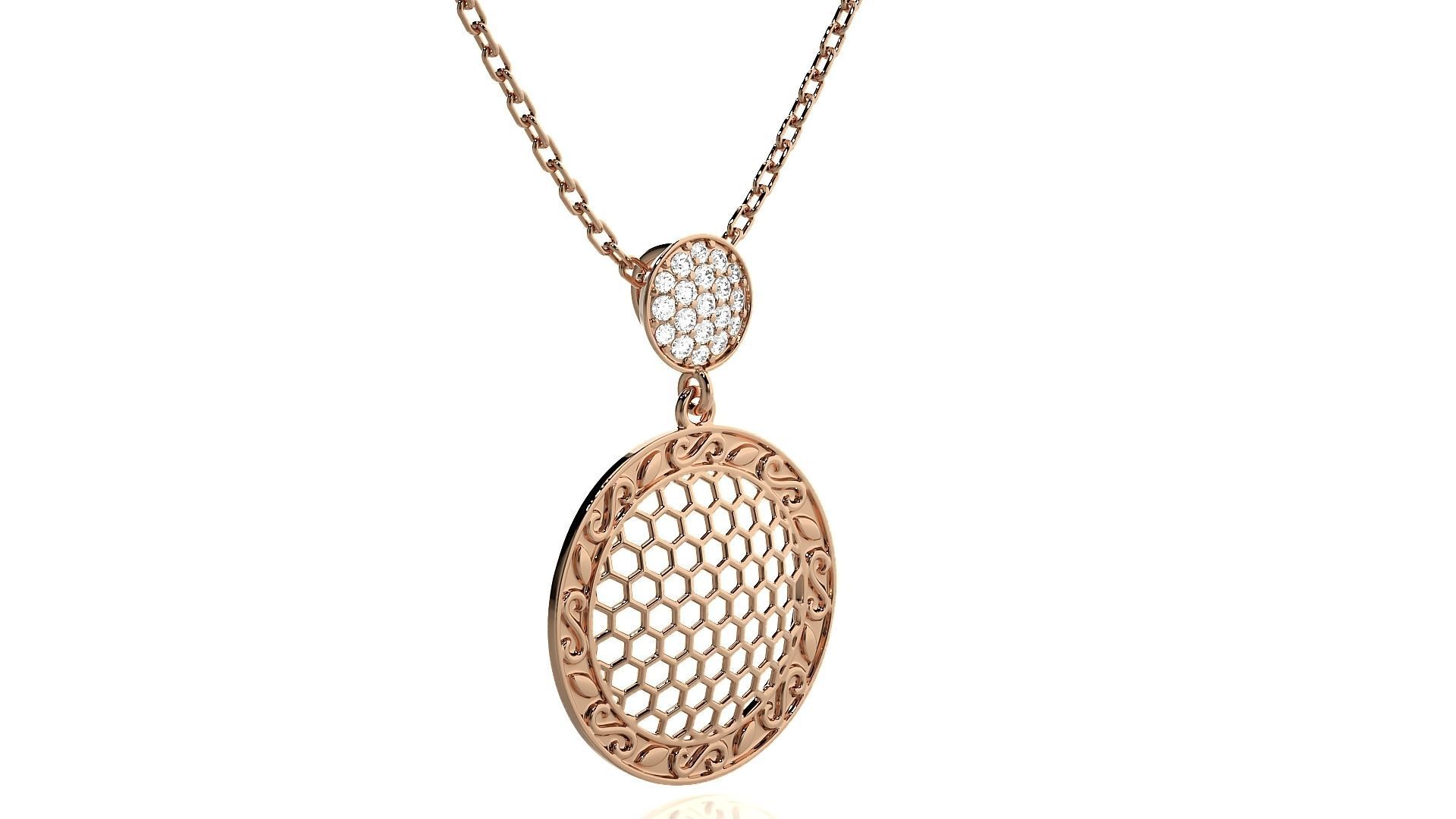 Ultra Vision Mesh Wire Women Mesh Diamond pendant 3dm stl render 3D print model_2