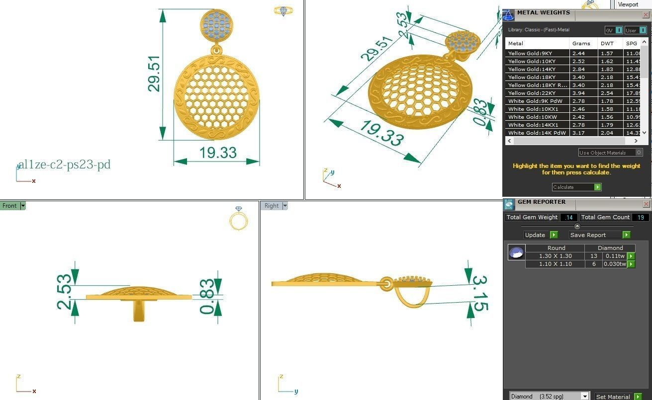 Ultra Vision Mesh Wire Women Mesh Diamond pendant 3dm stl render 3D print model_1