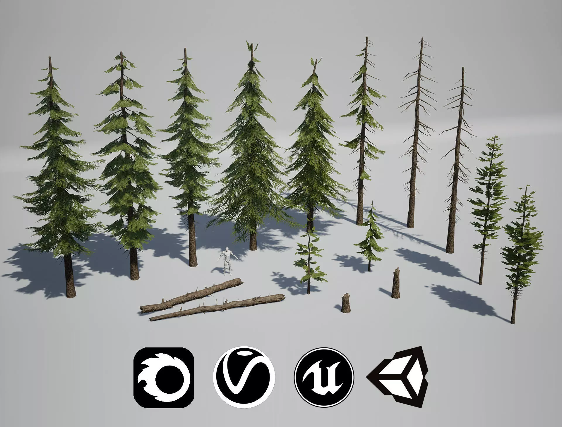 Pine Trees - High Quality Low-Poly Models -UE4-Unity-Vray-Corona Low-poly 3D model_0