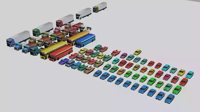 EXTREME Low Poly Vehicles Low-poly 3D model