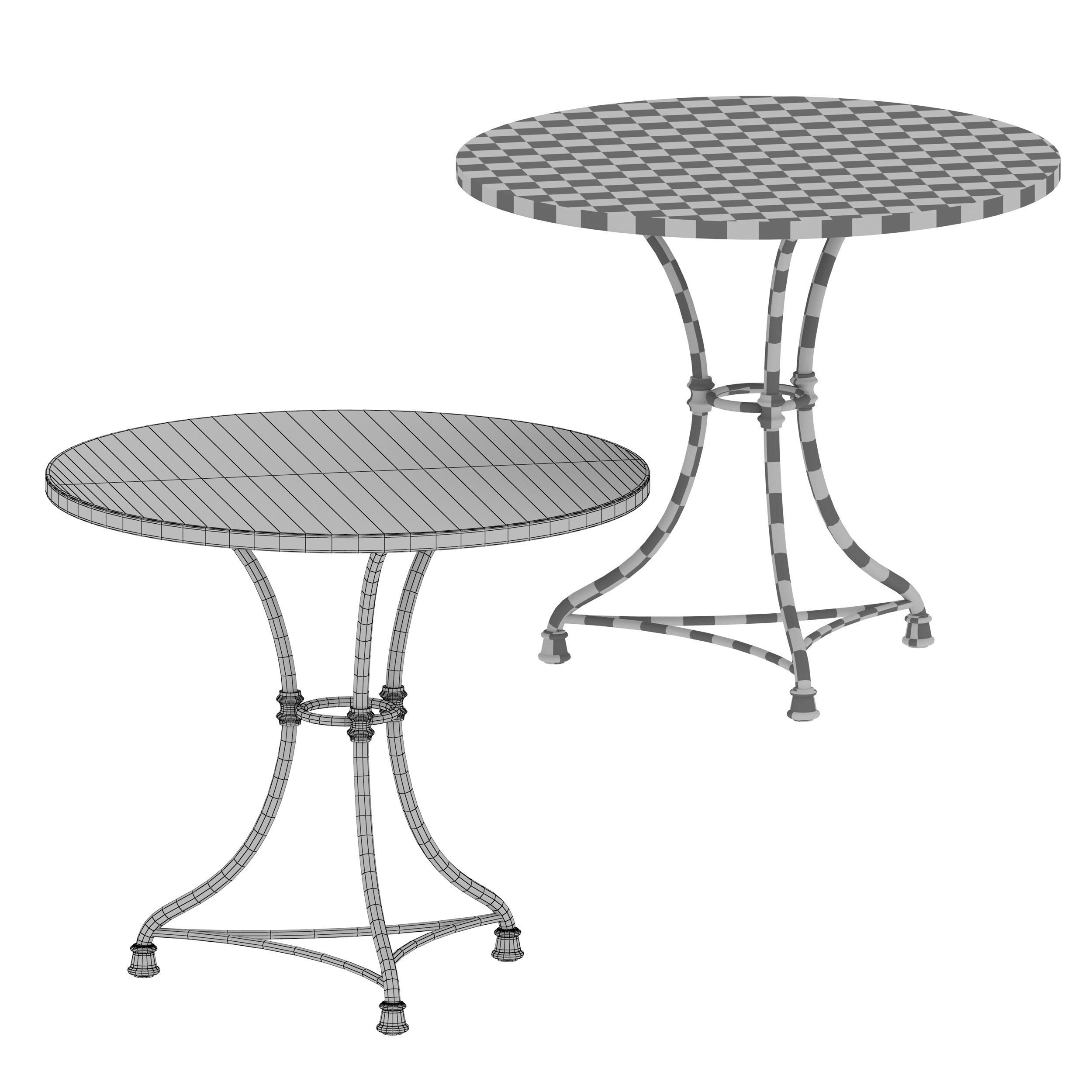 French Kitchen Round Bistro Table Crate and Barrel 3D model_10