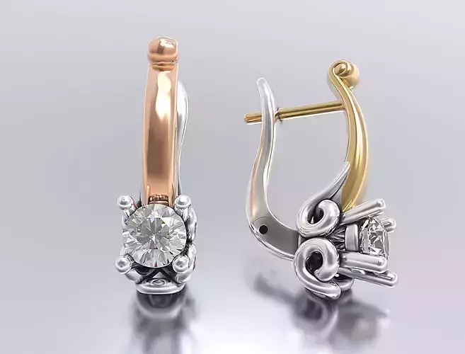 earrings gold logo with diamond in middle