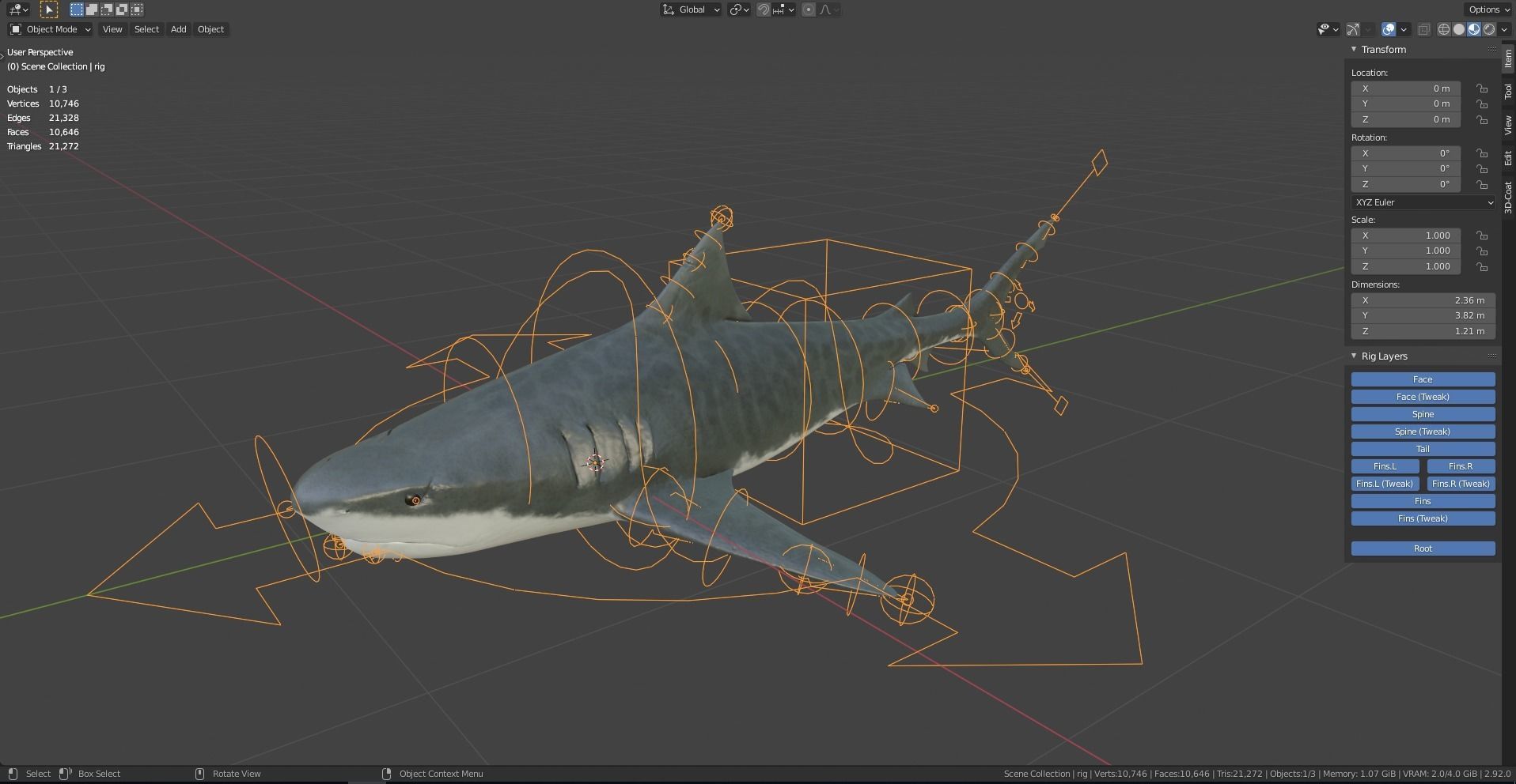 Tiger Shark Low-poly 3D model Low-poly 3D model_8