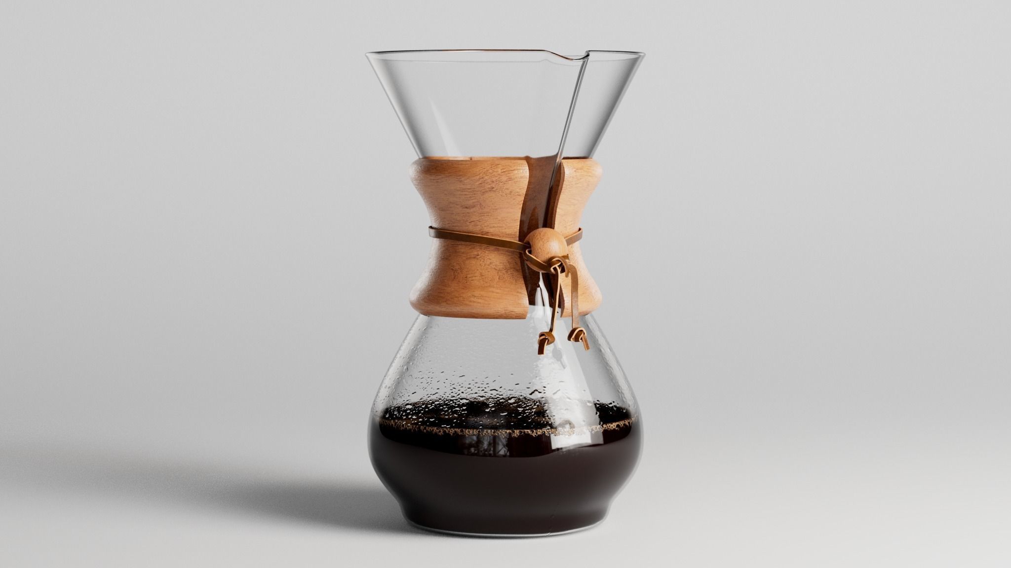 Chemex coffee brewer with wooden handle 3D model_1