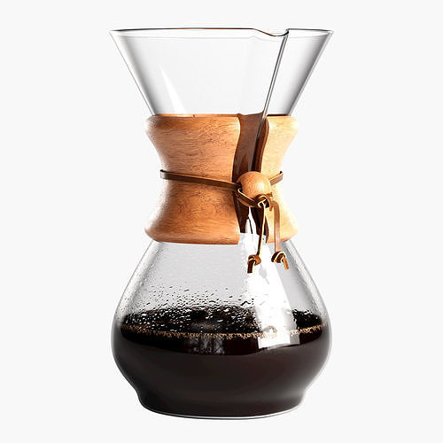 Chemex coffee brewer with wooden handle 3D model