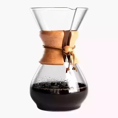 Chemex coffee brewer with wooden handle 3D model