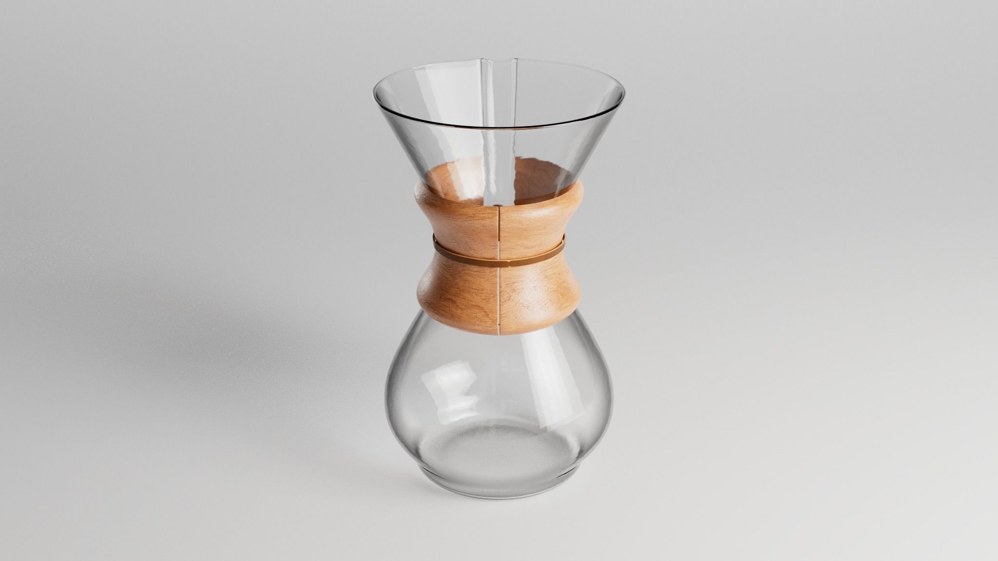 Chemex coffee brewer with wooden handle 3D model_4