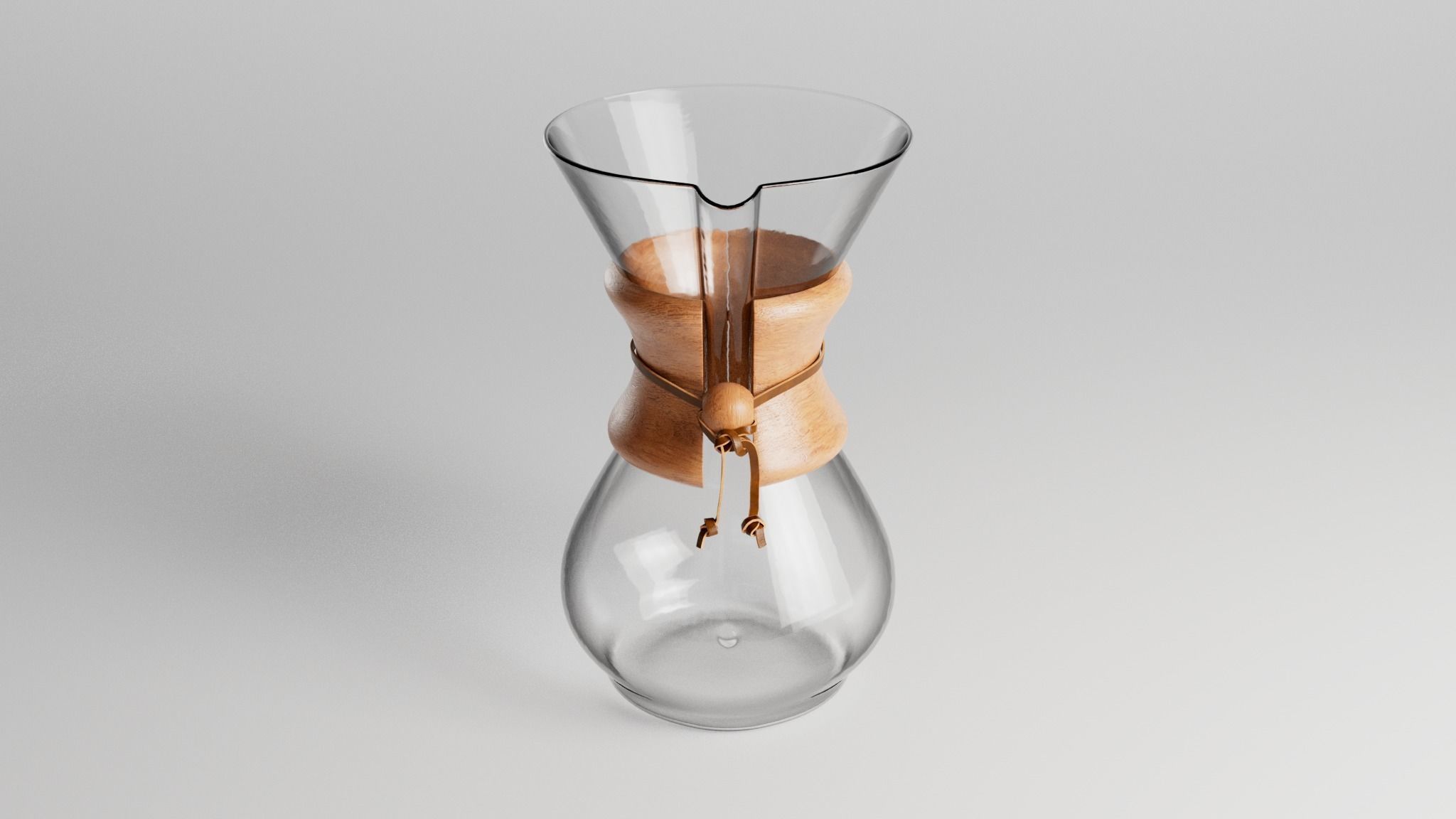 Chemex coffee brewer with wooden handle 3D model_3