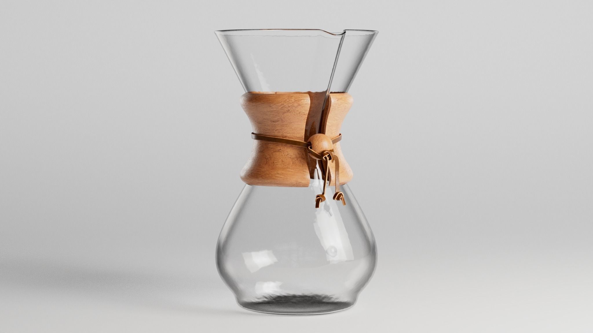 Chemex coffee brewer with wooden handle 3D model_2