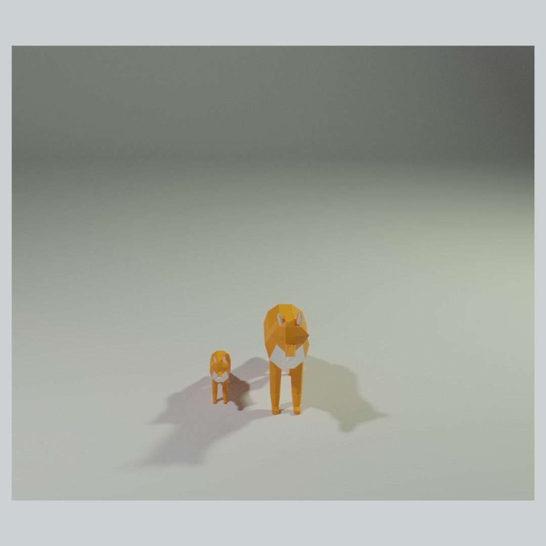 Lowpoly Fox Scene  Low-poly 3D model_2